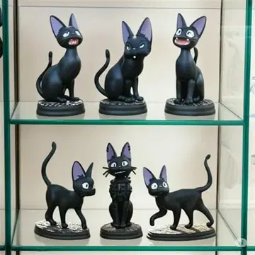 검은 고양이 피규어 6체 세트 마녀 배달부 키키 지지