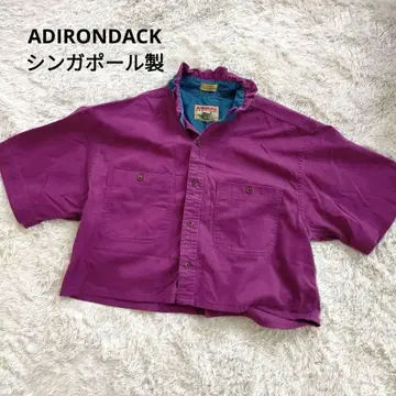 ADIRONDACK 프릴 옷깃 싱가포르제 보라색 숏 기장 셔츠
