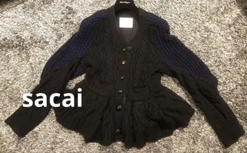 sacai 사카이 블랙 네이비 니트 가디건 V넥 긴팔