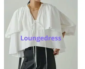 Loungedress 리본 볼륨 블라우스 화이트