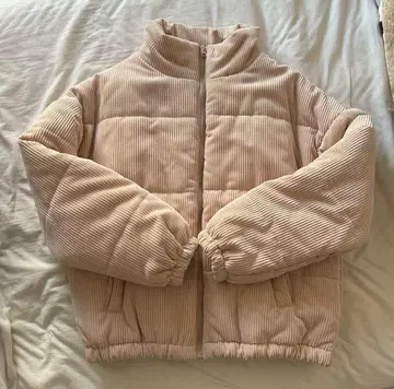 AS KNOW AS Pinky 옅은 베이지 코듀로이 다운 자켓