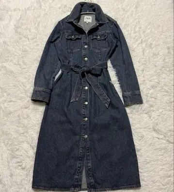 새상품급 ZARA M 긴팔 데님 원피스 블루 데님 셔츠 원피스