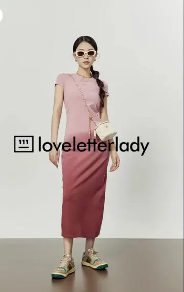 라운드넥 그라데이션 원피스 L