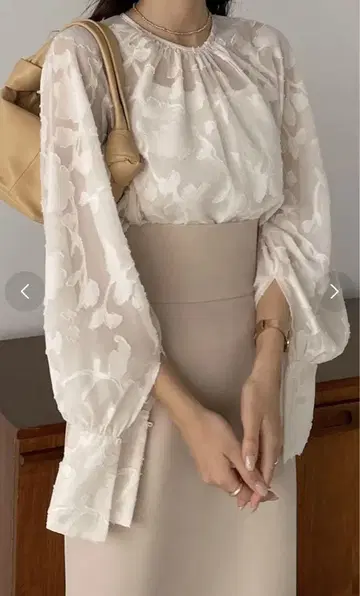 플라워 프린트 시스루 블라우스 M