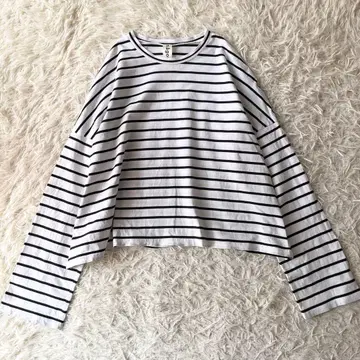 nagonstans 나곤스탠스 긴팔 보더 상의 코튼 화이트 블랙