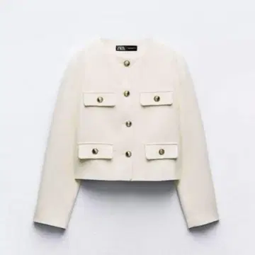 미사용 ZARA 라운드넥 피케 블레이저 화이트 S 사이즈