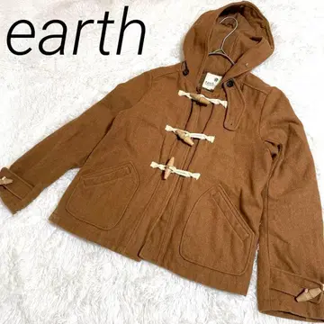 earth 브라운 더플 코트 울 혼방 S 캐주얼 포켓