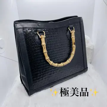 [ 새상품급 ] 뱀부 핸들 토트백 블랙 가죽