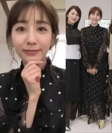 새상품급 아메리빈티지 스파클 도트 셔츠 원피스 다나카 미나미 착용