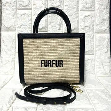 FURFUR 라피아 로고 토트백 블랙