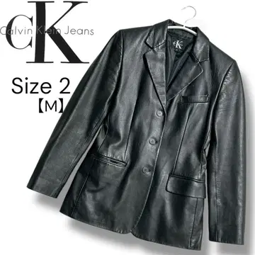 Calvin Klein Jeans 블랙 가죽 테일러드 자켓 사이즈 2