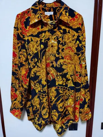 최종 가격 빈티지 바로크풍 체인 패턴 긴팔 셔츠 남성용