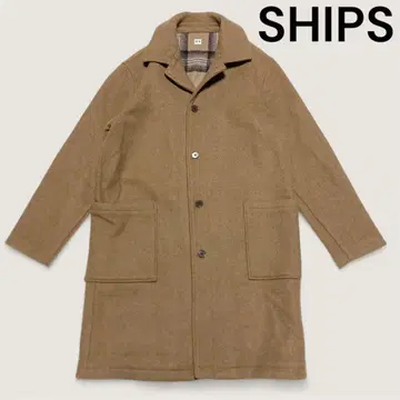 새상품급 SHIPS 쉽스 울 롱 코트 S 워크 아우터 체크