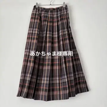 어반 리서치 도어스 플리츠 롱 스커트 체크