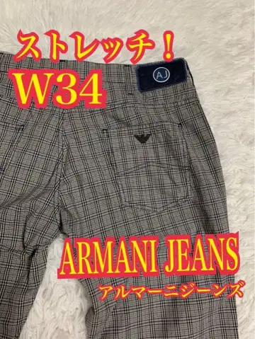 ARMANI JEANS 체크 팬츠 스트레치 데님 청바지 W34
