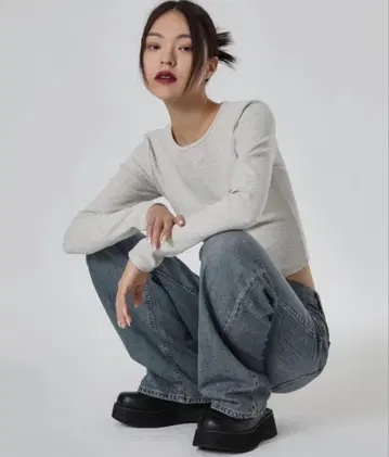 blackup 포키즈 크롭 긴팔 티셔츠
