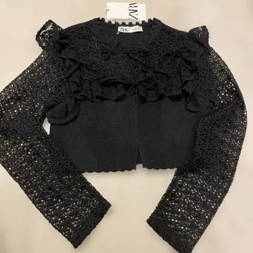 ZARA 블랙 프릴 크롭 니트 새상품