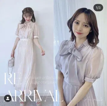 [ AnMILLE ] 샤이니 플리츠 리본 원피스 핑크
