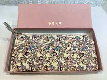[유젠 문고] L자 지퍼 장지갑 손글씨 파피용 나비 패턴