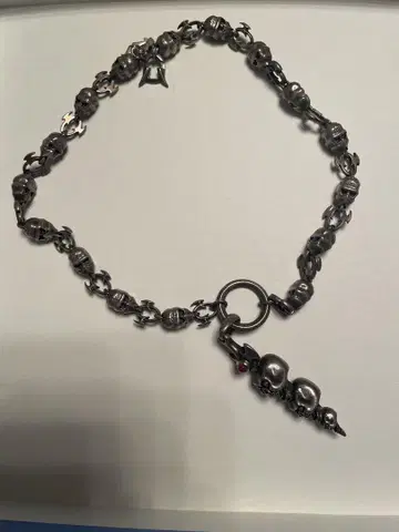 실버 스컬 디자인 목걸이