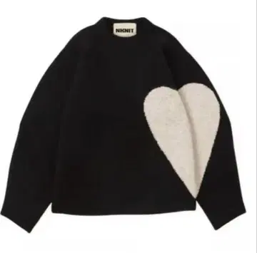 NKNIT heart pattern KNIT BLACK/L.BEIGE