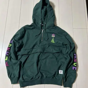 XLARGE 다크 그린 후드티 M 하프 지퍼