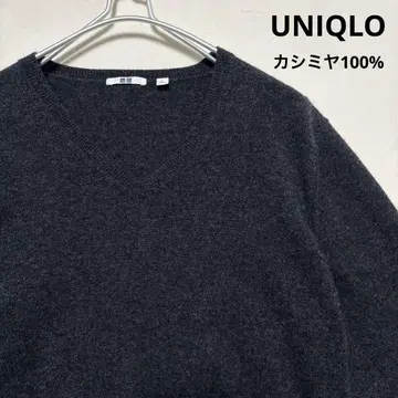 UNIQLO 캐시미어 V넥 스웨터 다크 그레이 L 사이즈