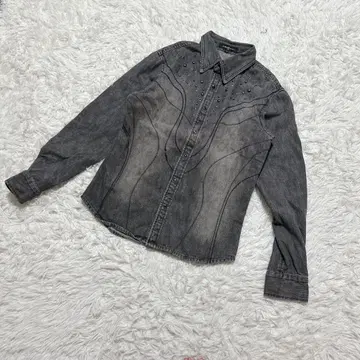 [ c6386 ] 00s 헤이세이 데님 자켓 비쥬 긴팔 그레이 남성용