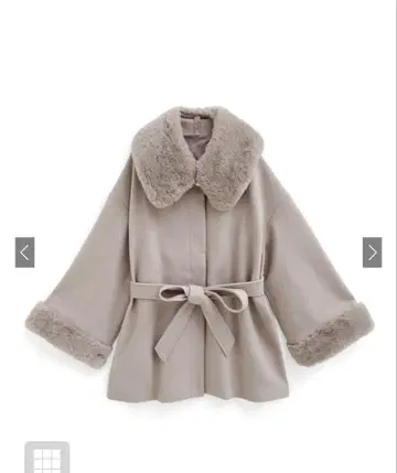 GRL 리본 벨트 퍼 티펫 부착 플레어 코트 k9335f 핑크