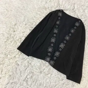 긴팔 가디건 볼레로 라메 겉옷 비즈 레이스 꽃 장식 광택 포멀