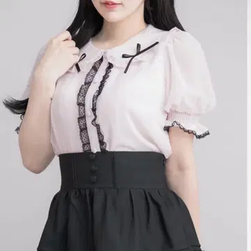 pium 프릴 칼라 리본 쉬폰 블라우스