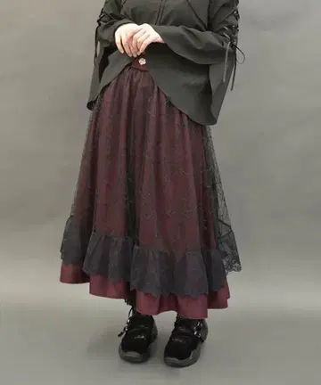 axes femme 다크 로맨스 롱 스커트 와인