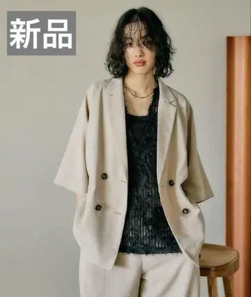 [ 새상품 ] 렙심 린넨라이크 크루즈 W5분 소매 자켓 베이지