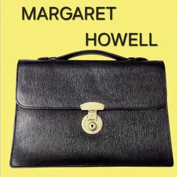 MARGARET HOWELL 남성용 비즈니스 천연 가죽 레더백 블랙