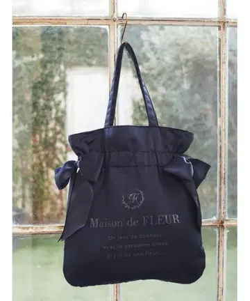 Maison de FLEUR 더블 리본 개더 토트백