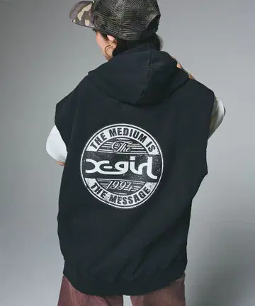 x-girl 후드 부착 베스트