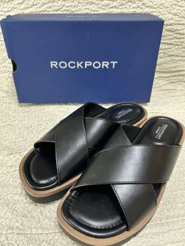 ROCKPORT 블랙 크로스 스트랩 샌들