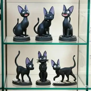 검은 고양이 피규어 6개 세트 마녀 배달부 키키 지지