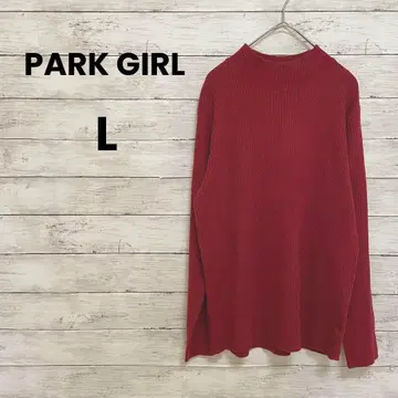 [ PARK GIRL ] 니트 스웨터 ( L ) 하이넥 레드 심플
