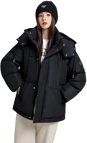 여성용 다운 자켓 코트 패딩 자켓 숏 기장 후드 부착