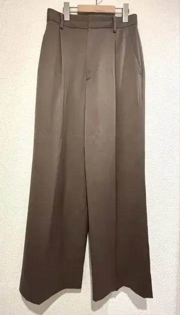 UNITED ARROWS B&Y 턱 와이드 팬츠 브라운 사이즈 M