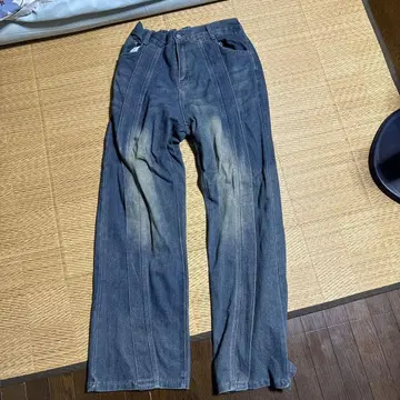 플리츠 플레어 데님 팬츠