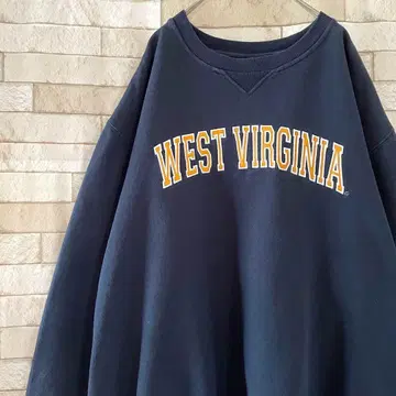 맨투맨 센터 자수 WEST VIRGINIA 속기모 네이비