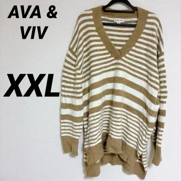 AVA & VIV V넥 스웨터 [XXL] 튜닉 여성용 해외 구제 의류