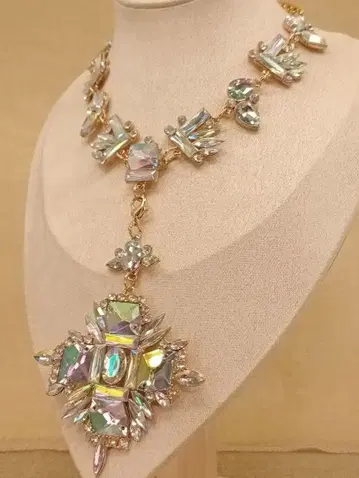 빈티지 골드 체인 지르코니아 목걸이 고져스