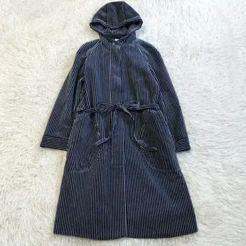 샐리 스콧 후디드 코트 스트라이프 허리 리본 파일