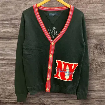 26D3 타미힐피거 TOMMY 니트 가디건 와펜 자수 블랙