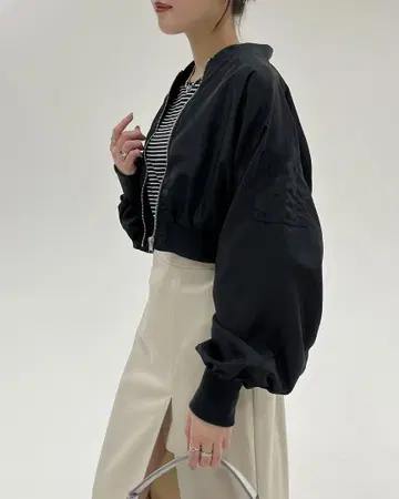새상품 EPIMI E'PIMMY 볼륨 슬리브 숏 MA-1 블랙