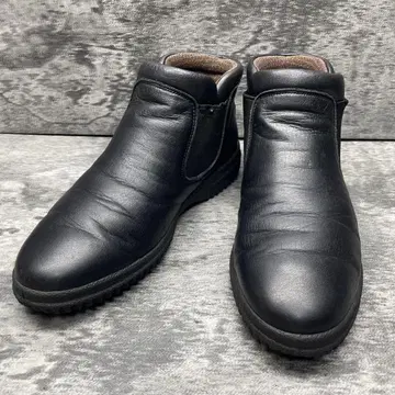 ecco 에코 [ 23.5EEE ] 사이드 고어 부츠 가죽 경량 올 블랙