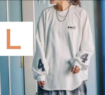 새상품 [be with M] 미사요 스트로고 롱티 화이트 L 사이즈